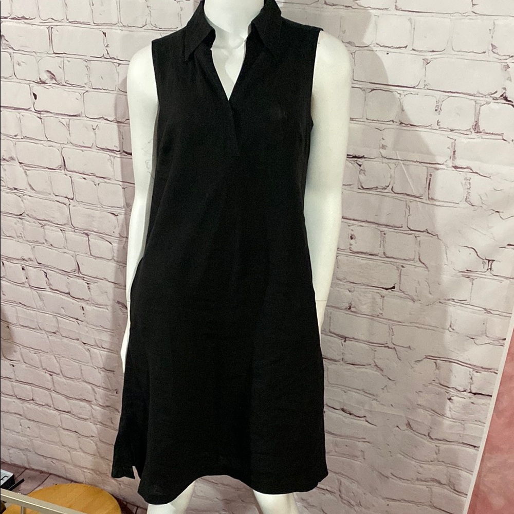 MaxMara Elegant Black linen Sleeveless Dress